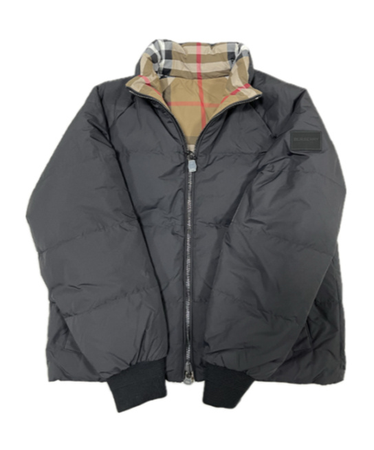 Shop Burberry Long-sleeved Upright Collar Down Jacket In Multicolor