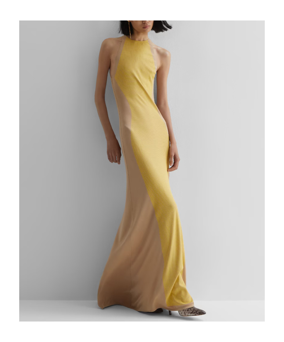 Fendi Polka-dot Print Maxi Dress In Yellow