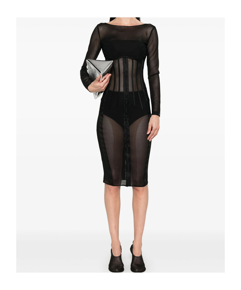 Elisabetta Franchi Bustier Dress In Tulle In Black