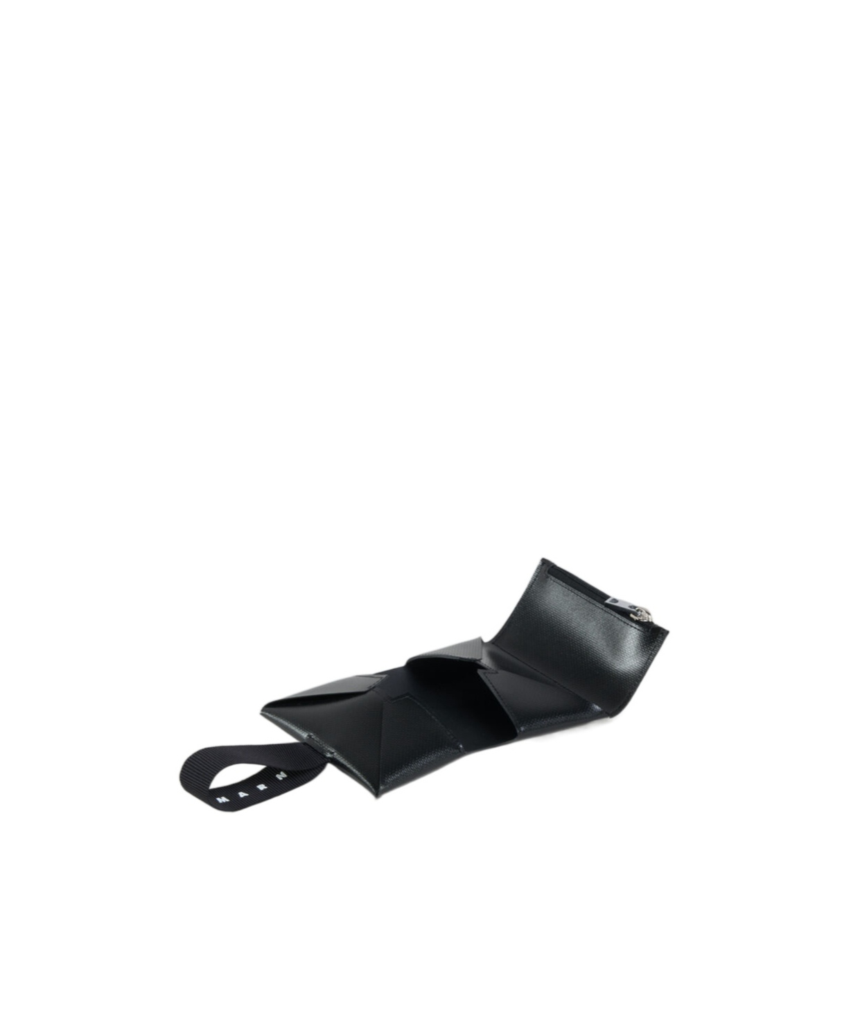 Marni Black Trifold Wallet With Logo Strap In Black