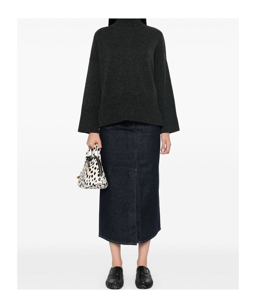 Shop Loulou Studio Denim Skirt In Black