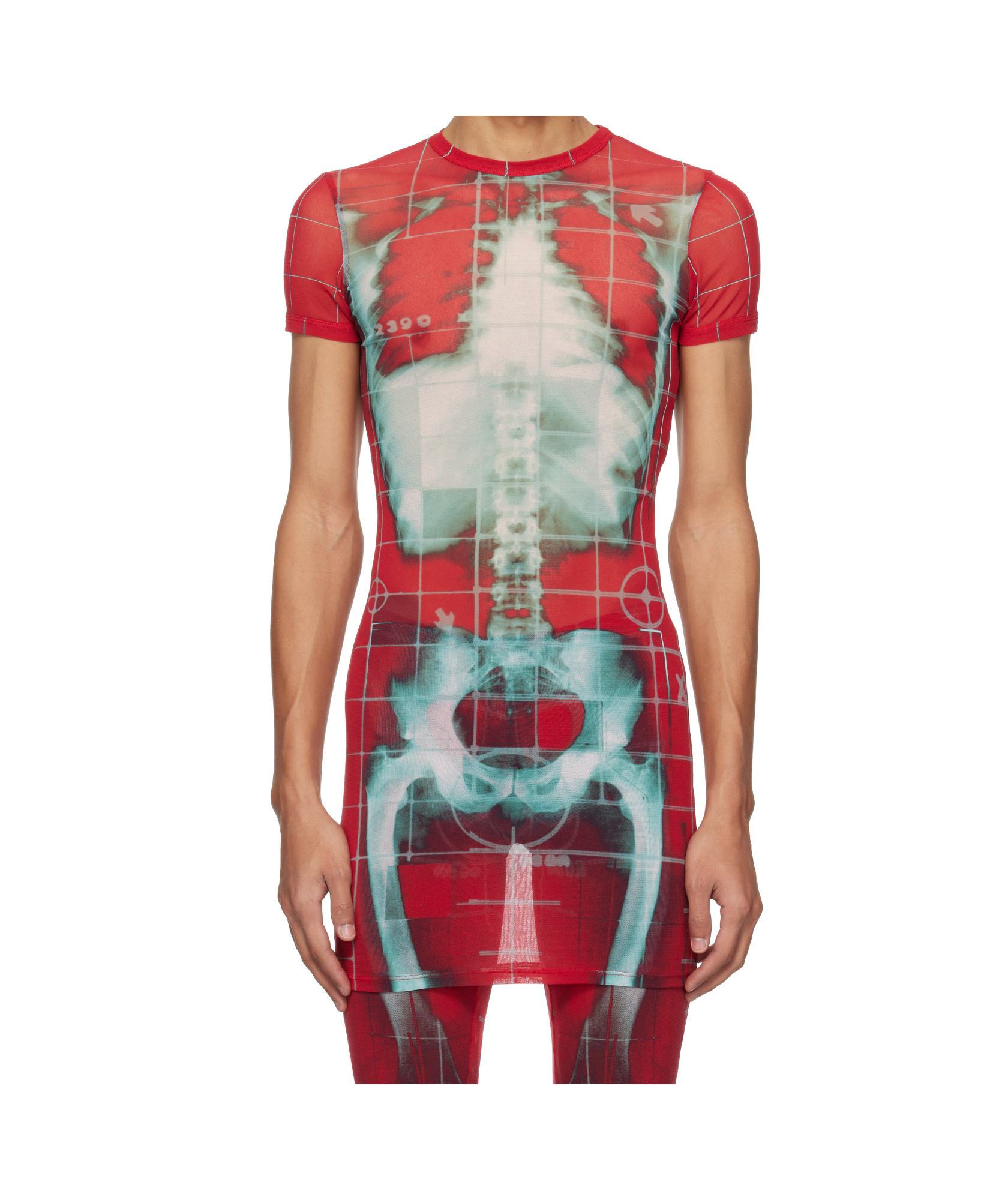 Jean Paul Gaultier Ssense Exclusive Red & Blue Squeletor Mini Dress T-shirt In Red