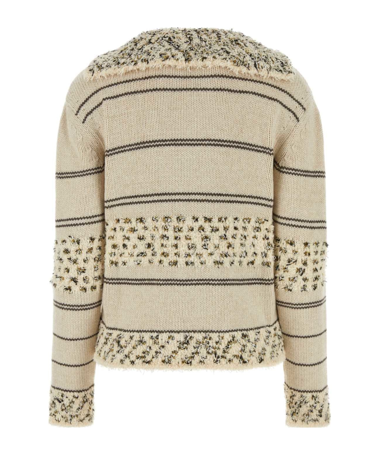 Shop Bottega Veneta Striped V-neck Jumper In Nude
