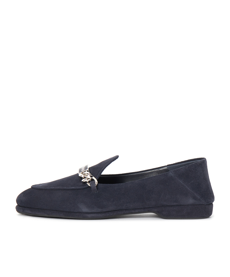 Miu Miu Round Head Loafer Shoes In Black