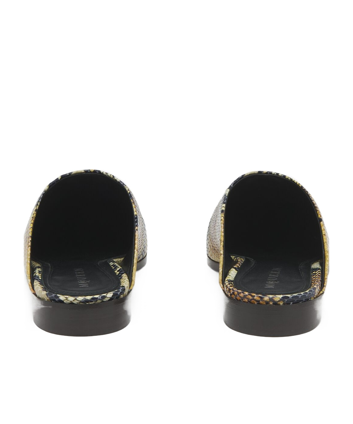 Alexander Mcqueen Leather Snake Print T-bar Mules In Multi