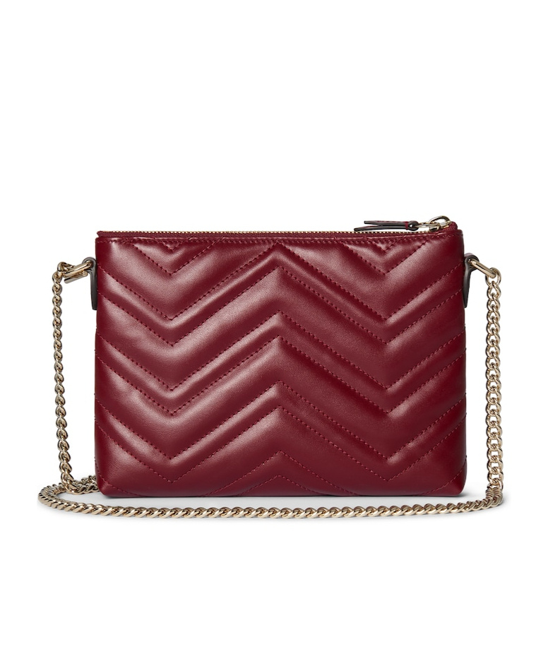 Gucci Gg Marmont Pochette With Chain In Burgundy