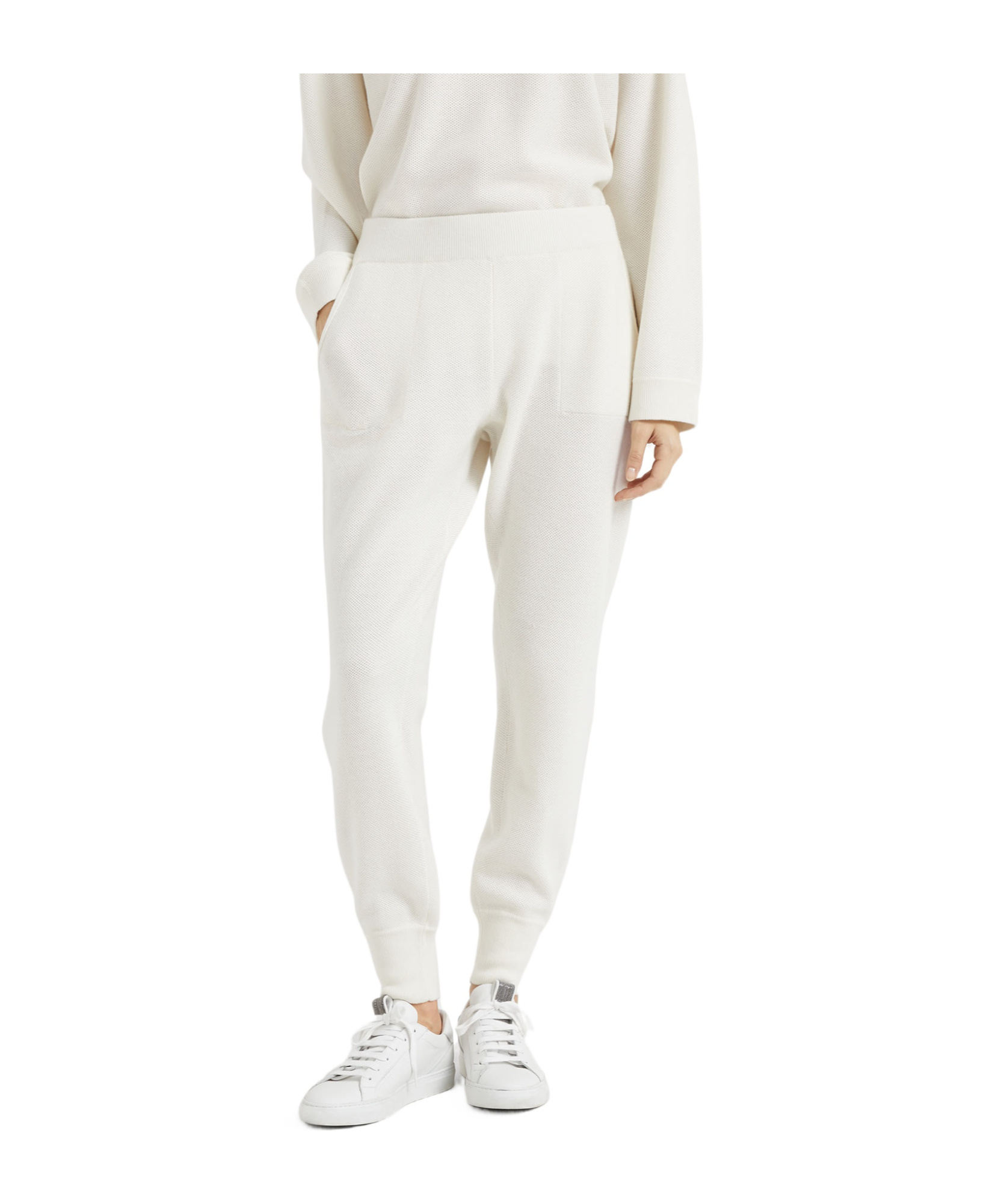 Brunello Cucinelli Elastic Waist Casual Pants In White