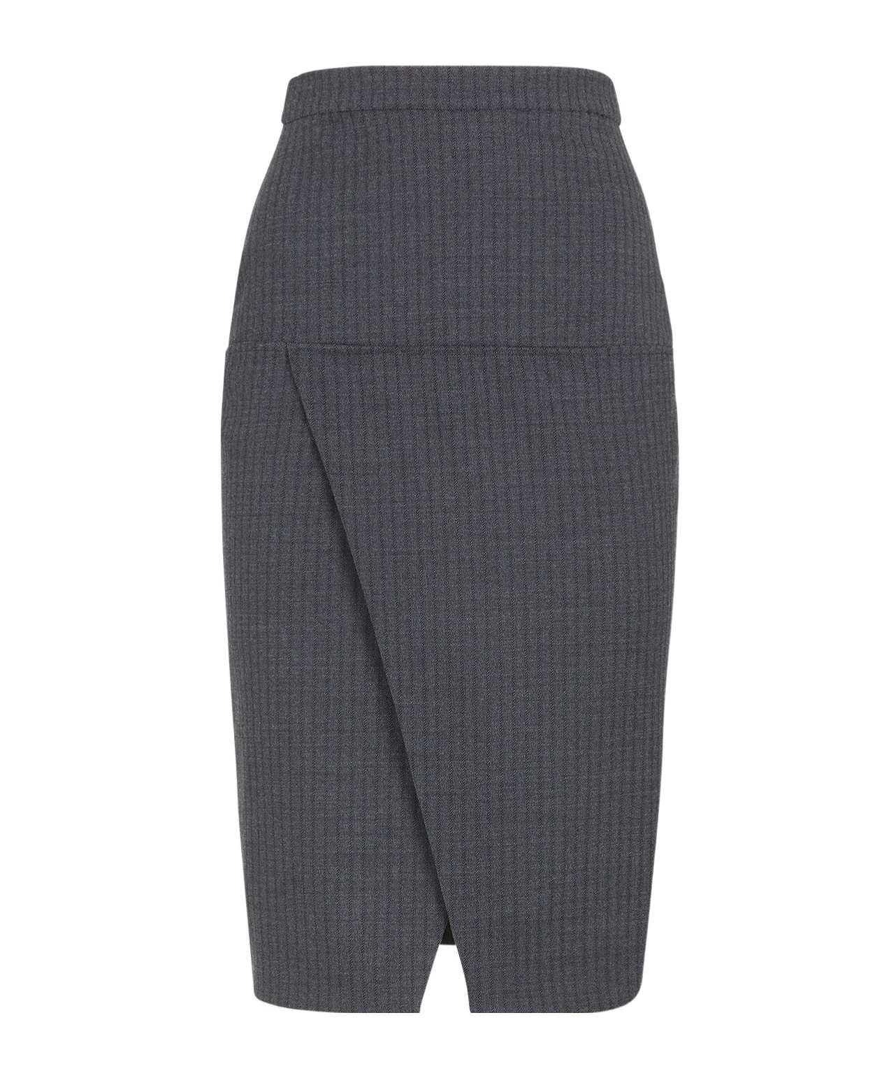 Fendi Women's Anthracite Gray Striped Midi Skirt In Black