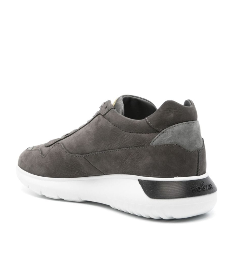 Hogan Grey Calfskin Sneakers With Cushioned Sole In Gray