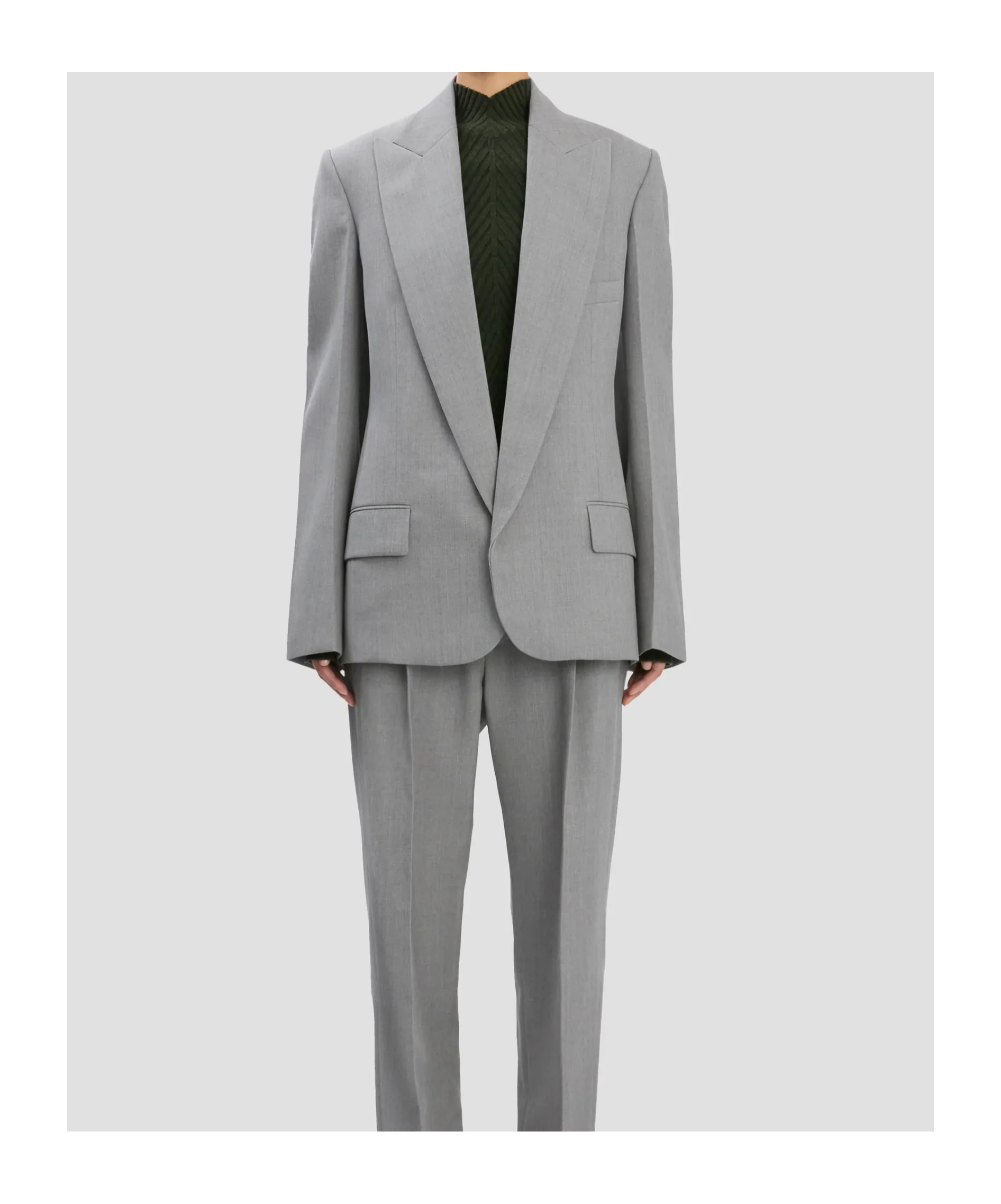 Victoria Beckham Long-sleeved Suit Jacket In Gray