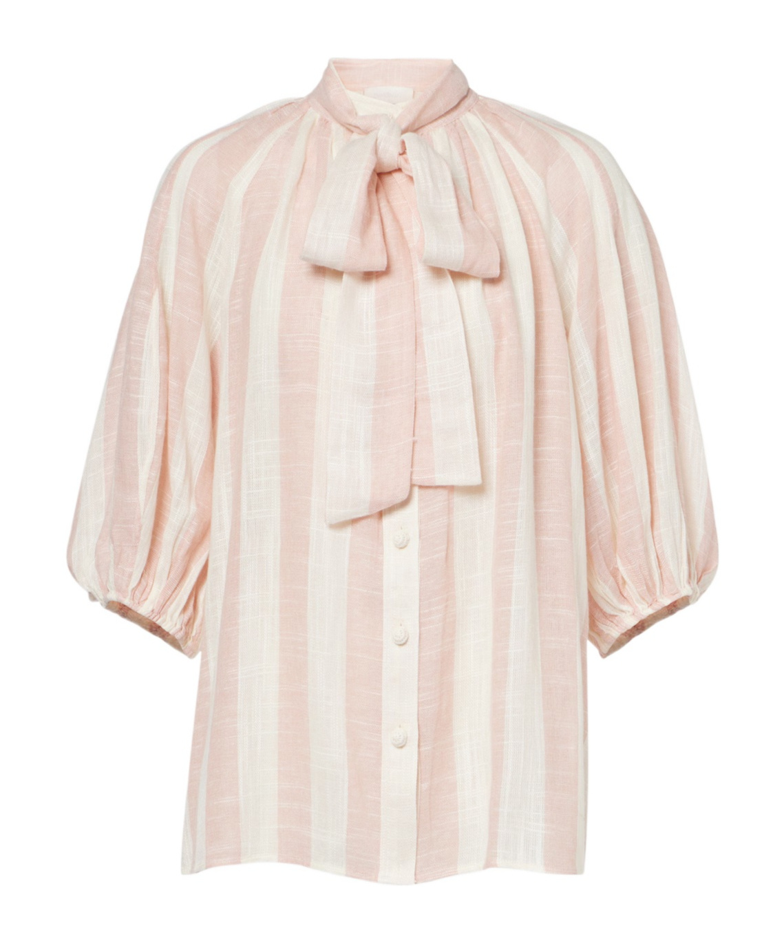 Zimmermann Acacia Striped Neck-tie Blouse In Pink