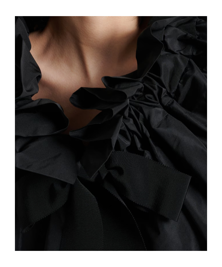 Patou Ruffled Cropped Cardigan In Black