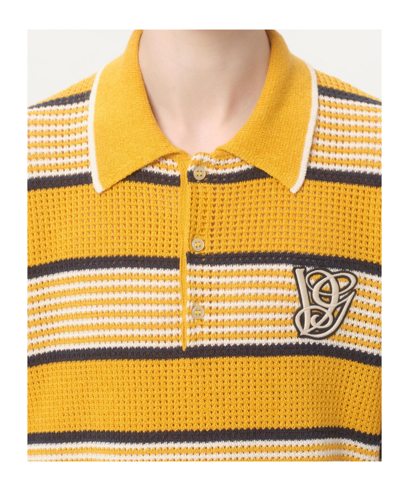 Valentino Long-sleeved Linen And Cotton Polo Shirt With Vg Patch