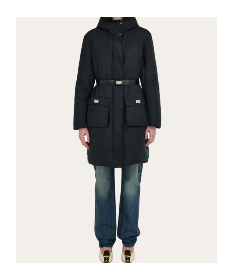 Ferragamo Padded Parka Jacket In Black
