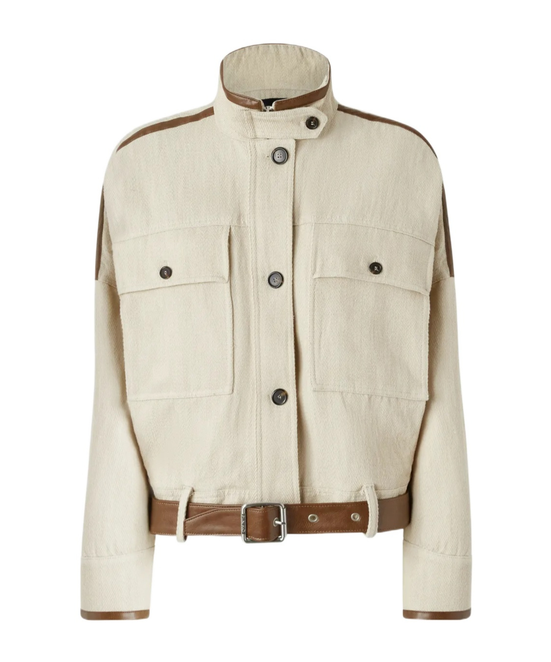 Shop Pinko Belted Cropped Jacket In Nude