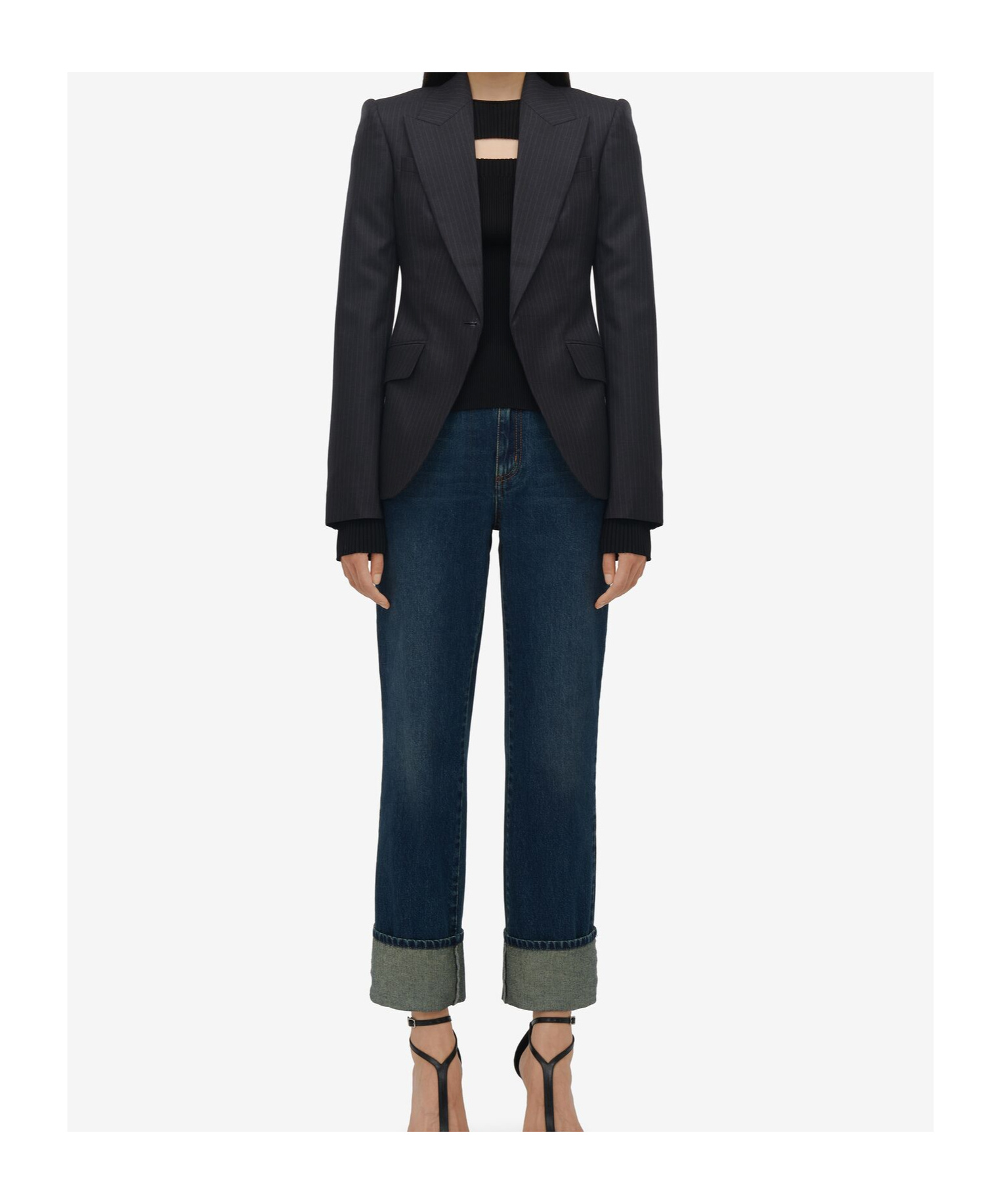 Alexander Mcqueen Alexander Mc Queen Pinstriped Single Breasted Blazer In Black
