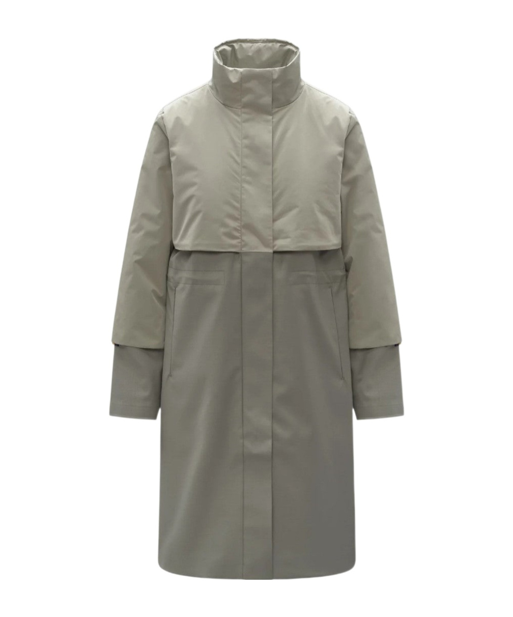 K-way Long-sleeved Trench Coat In Gray
