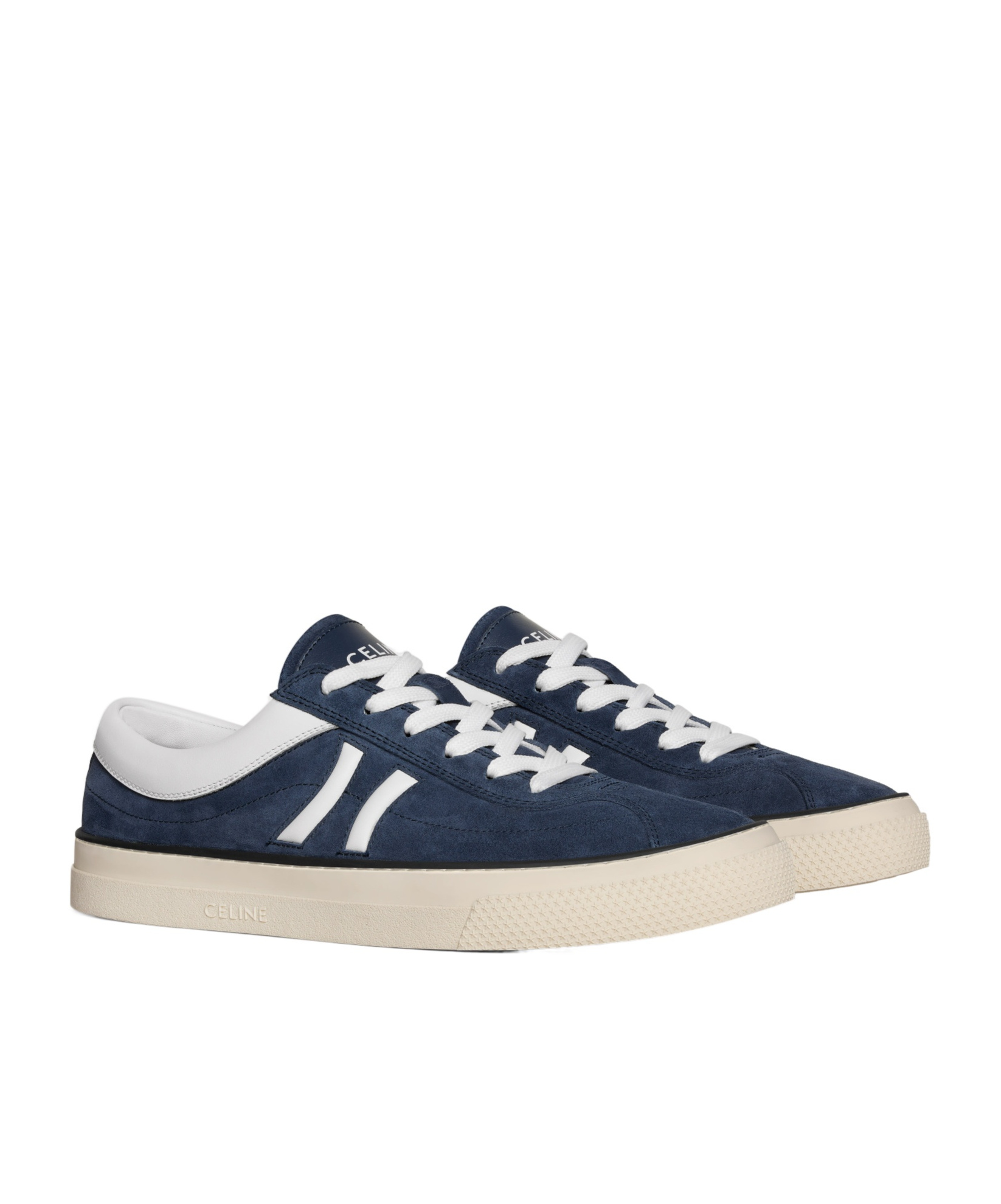 Celine Leather-trimmed Suede Sneakers In Blue
