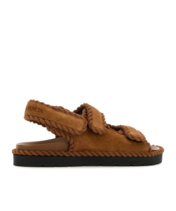 Bottega Veneta Jack Sandals With Braided Detailing And Flat Sole In Brown