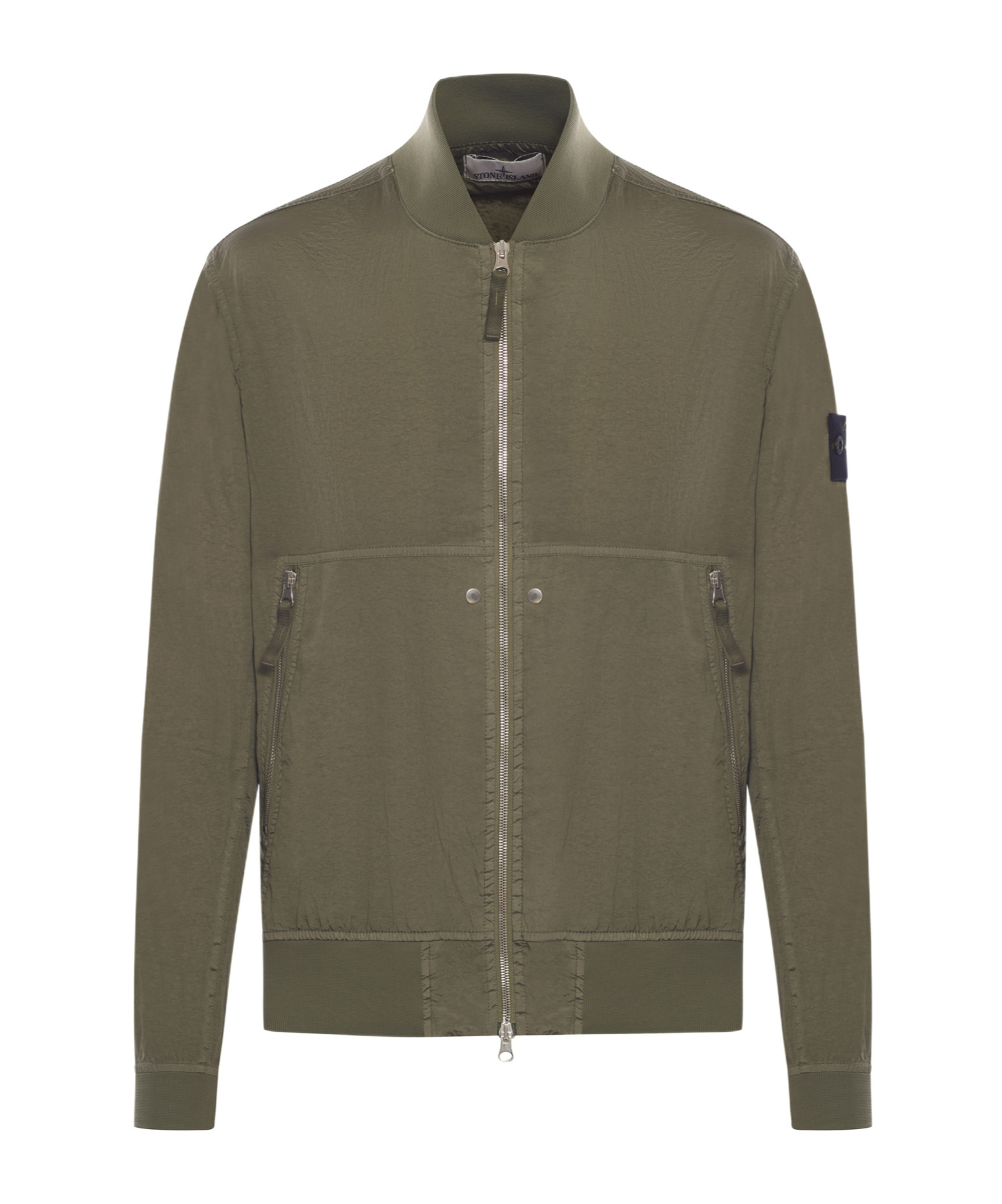 Stone Island Technical Fabric Jacket With Compass Logo In Green