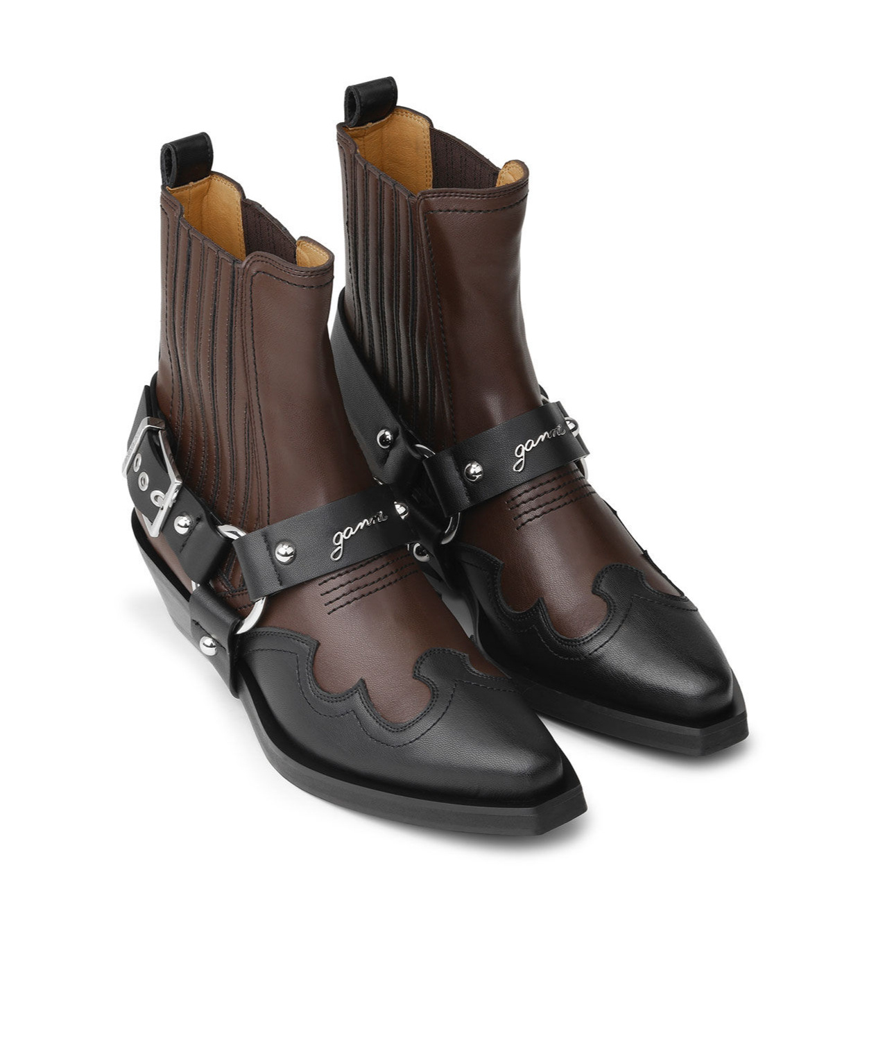 Ganni Chelsea Western Boots In Black