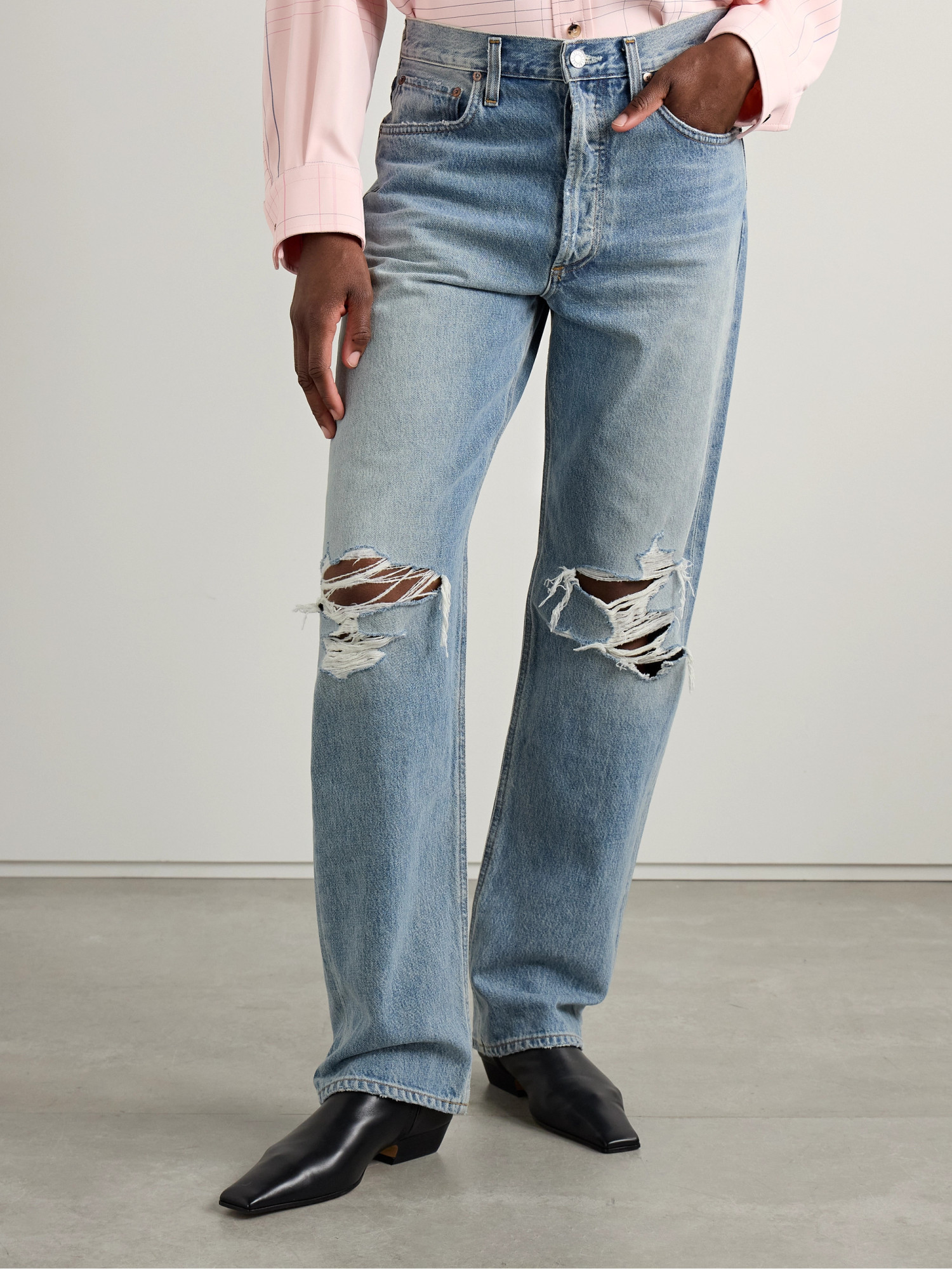 Agolde High Waist Straight Jeans In Blue