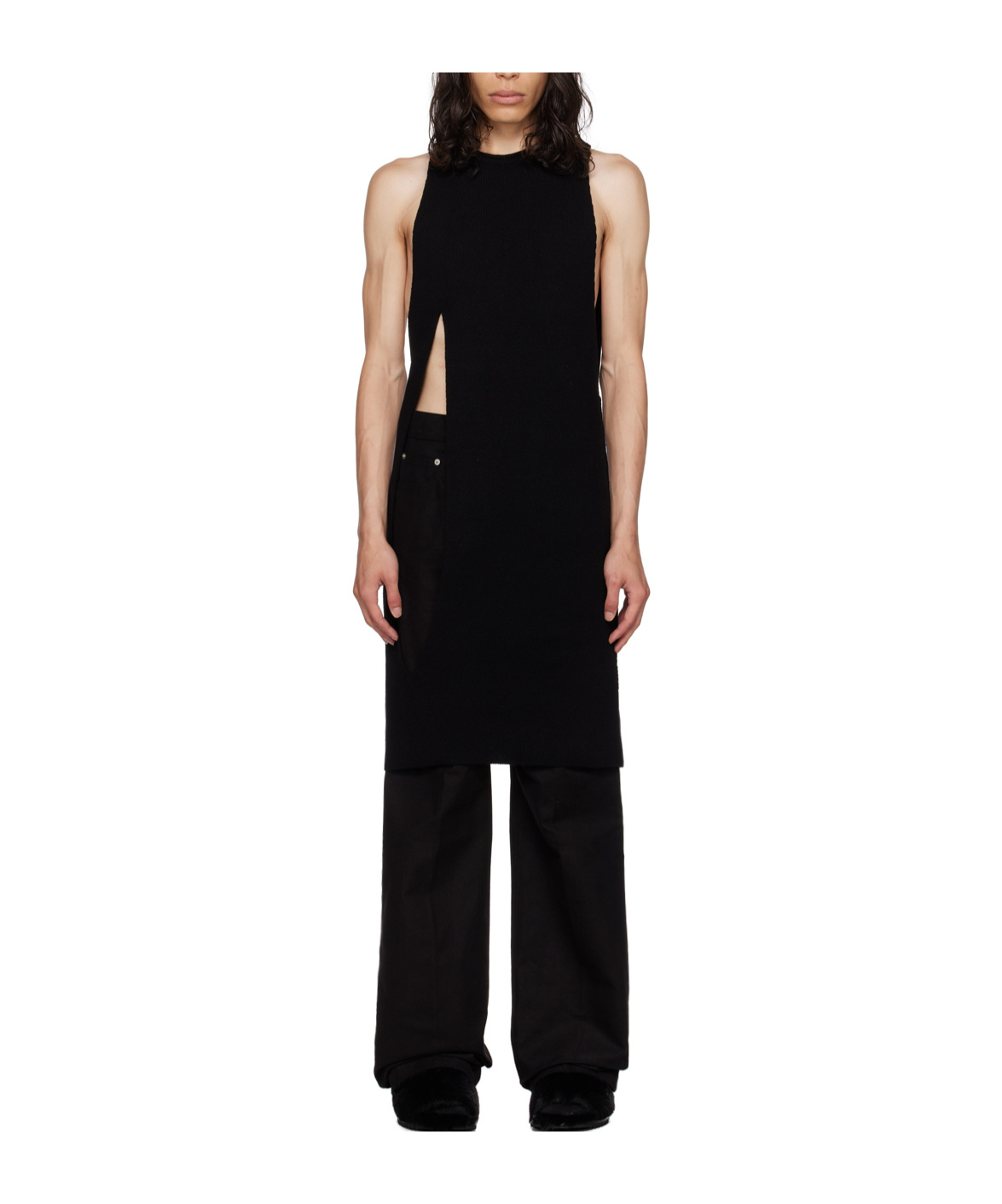 Rick Owens Luxor Long Vest In Black