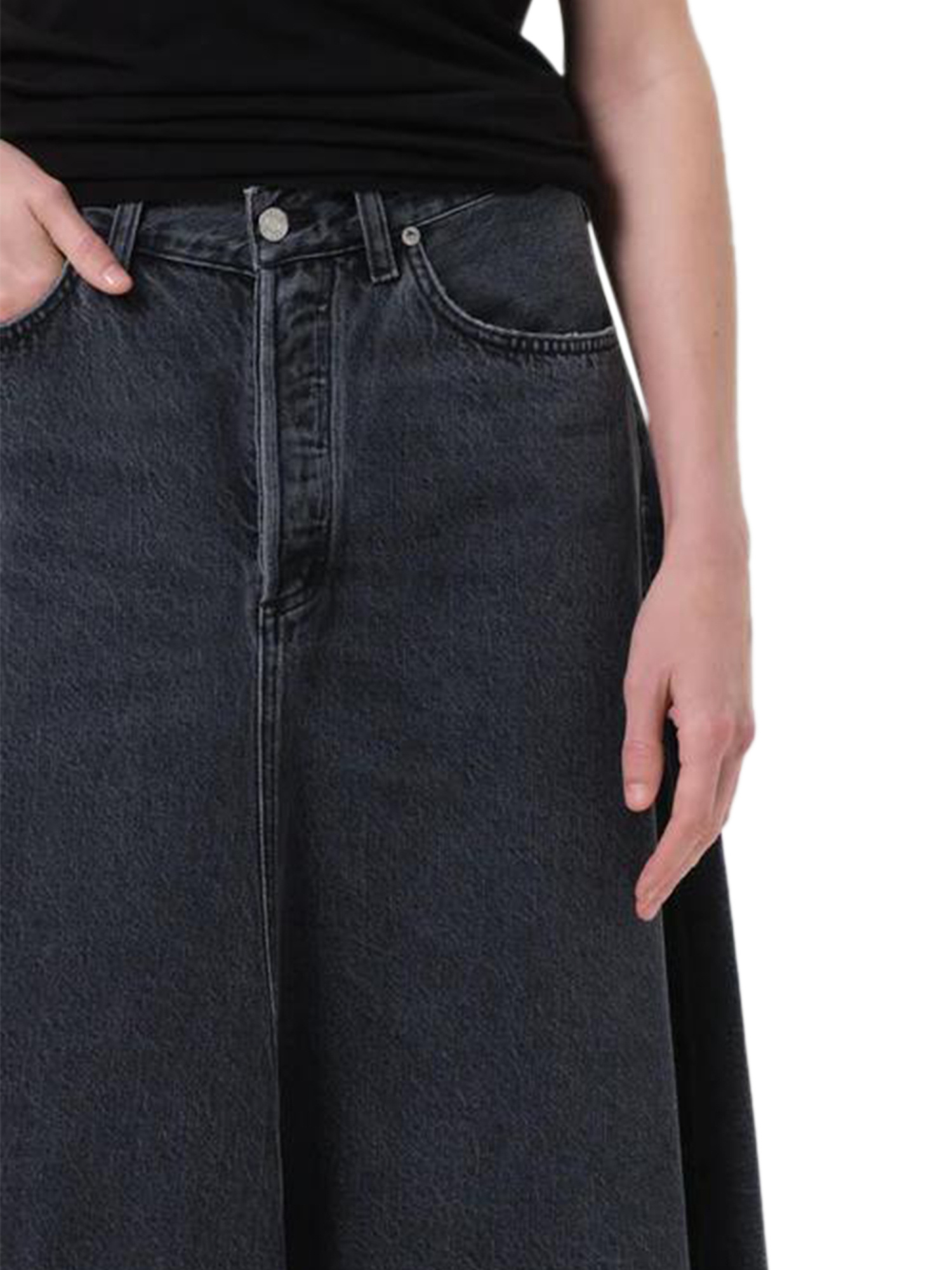 Agolde Pleated Detail Skirt In Black
