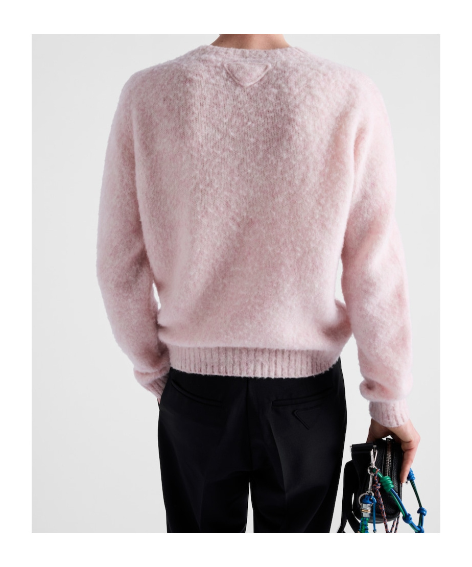 Prada Wool Stretch Pant Cuffed Hem In Pink