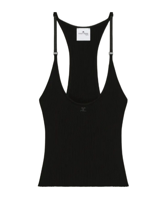 Courrèges Scuba Knitted Tank Top In Black