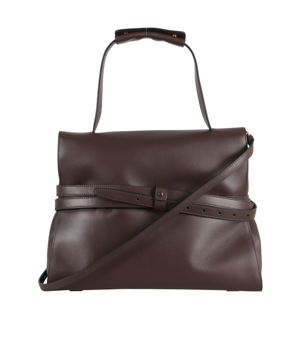 Moschino Medium Tie Me Buckle-strap Handbag In Brown
