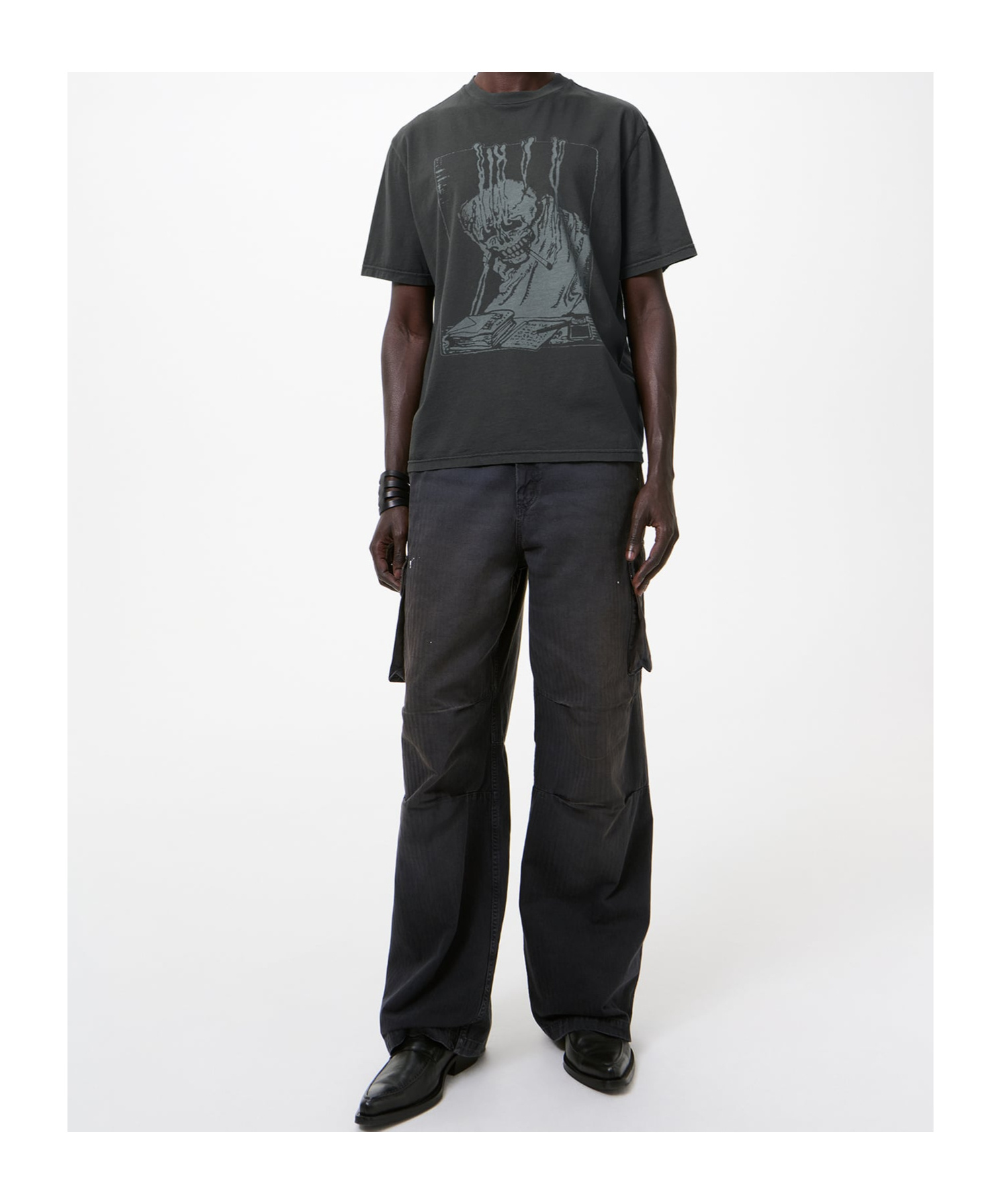 Our Legacy Men S Box T-shirt Angry Fan Mail Print In Gray