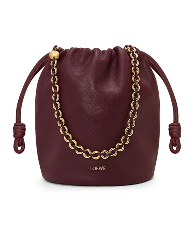 Shop Loewe Flamenco Purse Bucket Bag In Mellow Nappa Lambskin In Red