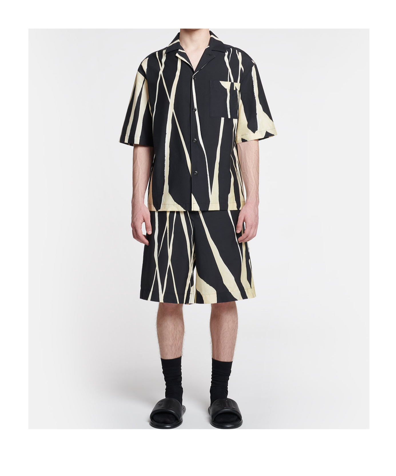 Nanushka Short-sleeve Abstract-print Shirt In Black