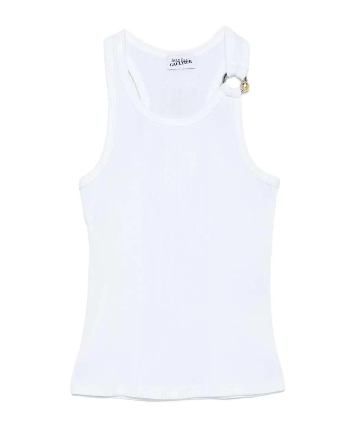 Jean Paul Gaultier Ribbed Texture Scoop Neck Sleeveless Top In White