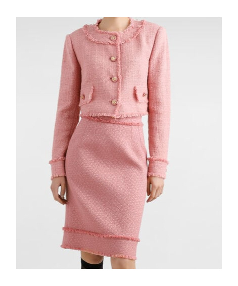 Dolce & Gabbana Pink Crop Jacket With Logoed Buttons In Pink