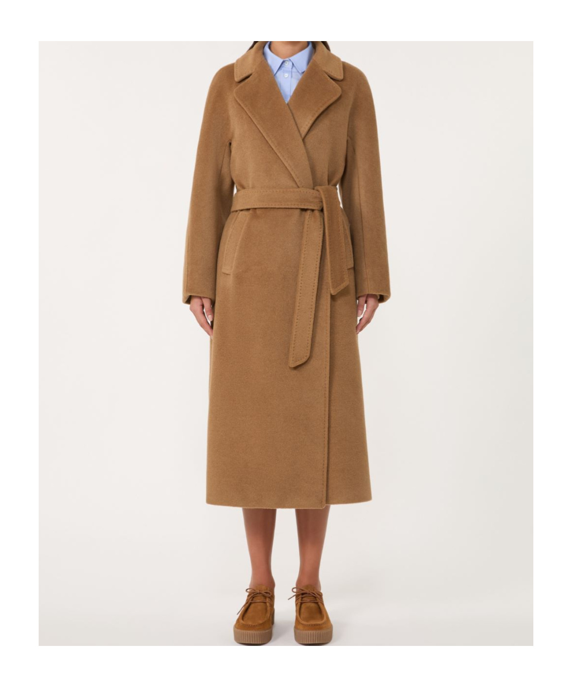 Weekend Max Mara Tempera Belted Long-sleeved Coat In Brown