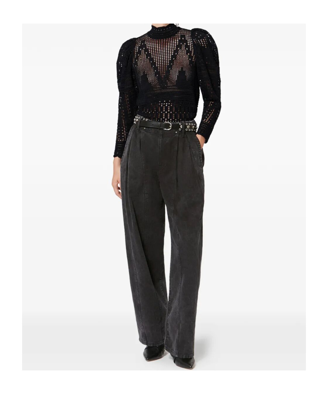 Isabel Marant Dahara Openwork Cotton Sweater Clothing In Black