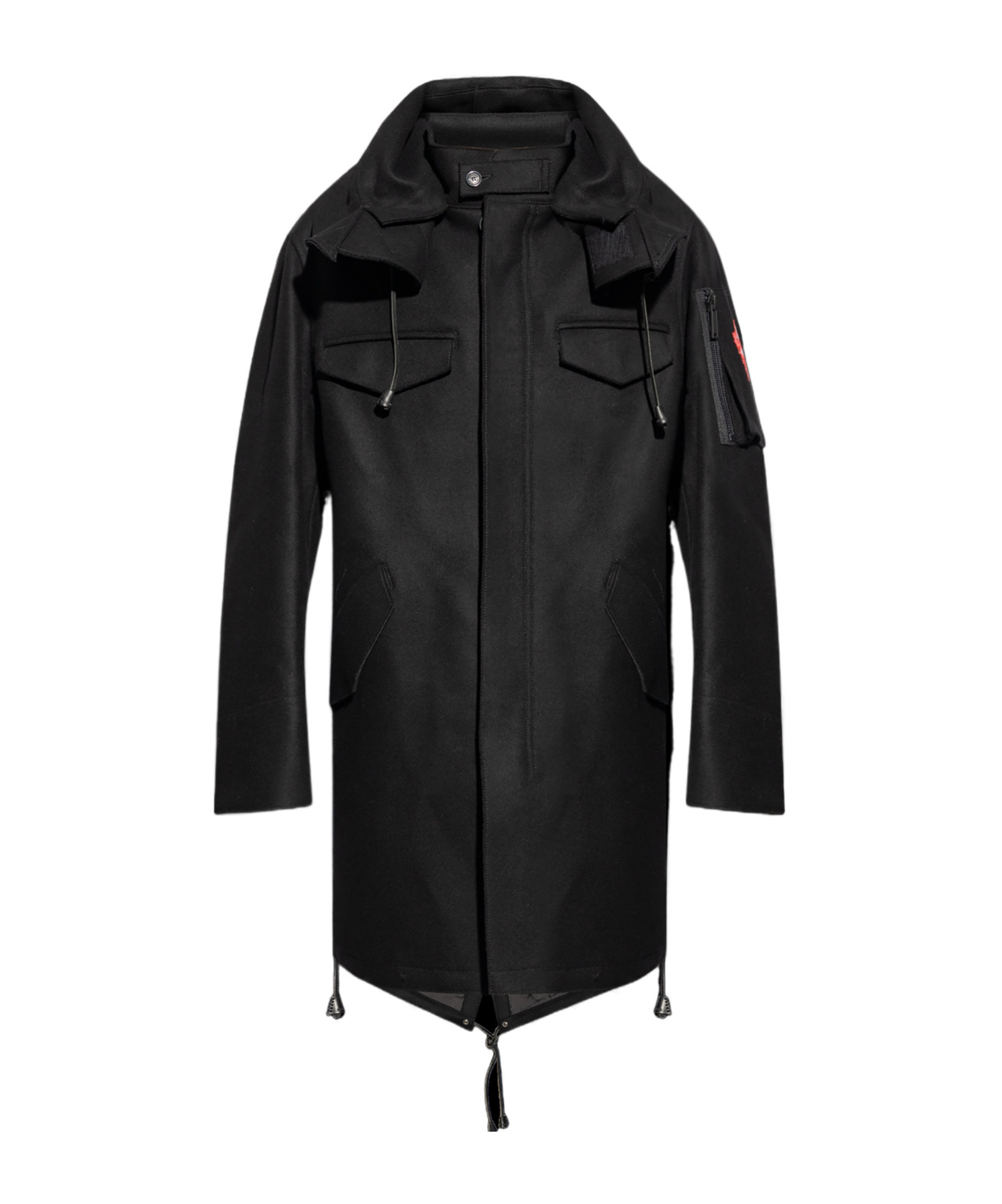 Dsquared2 Drawstring Zipped Coat In Black