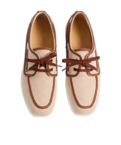 Valentino Men's Palm Avenue Canvas Boat Shoes In Brown