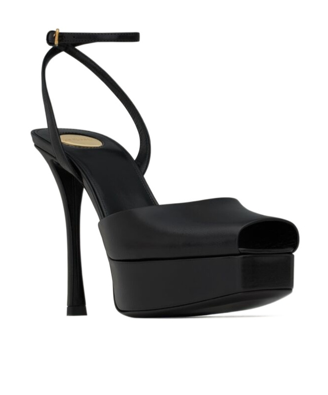 Saint Laurent Leather La Scandale Platform Sandals 85 In Black