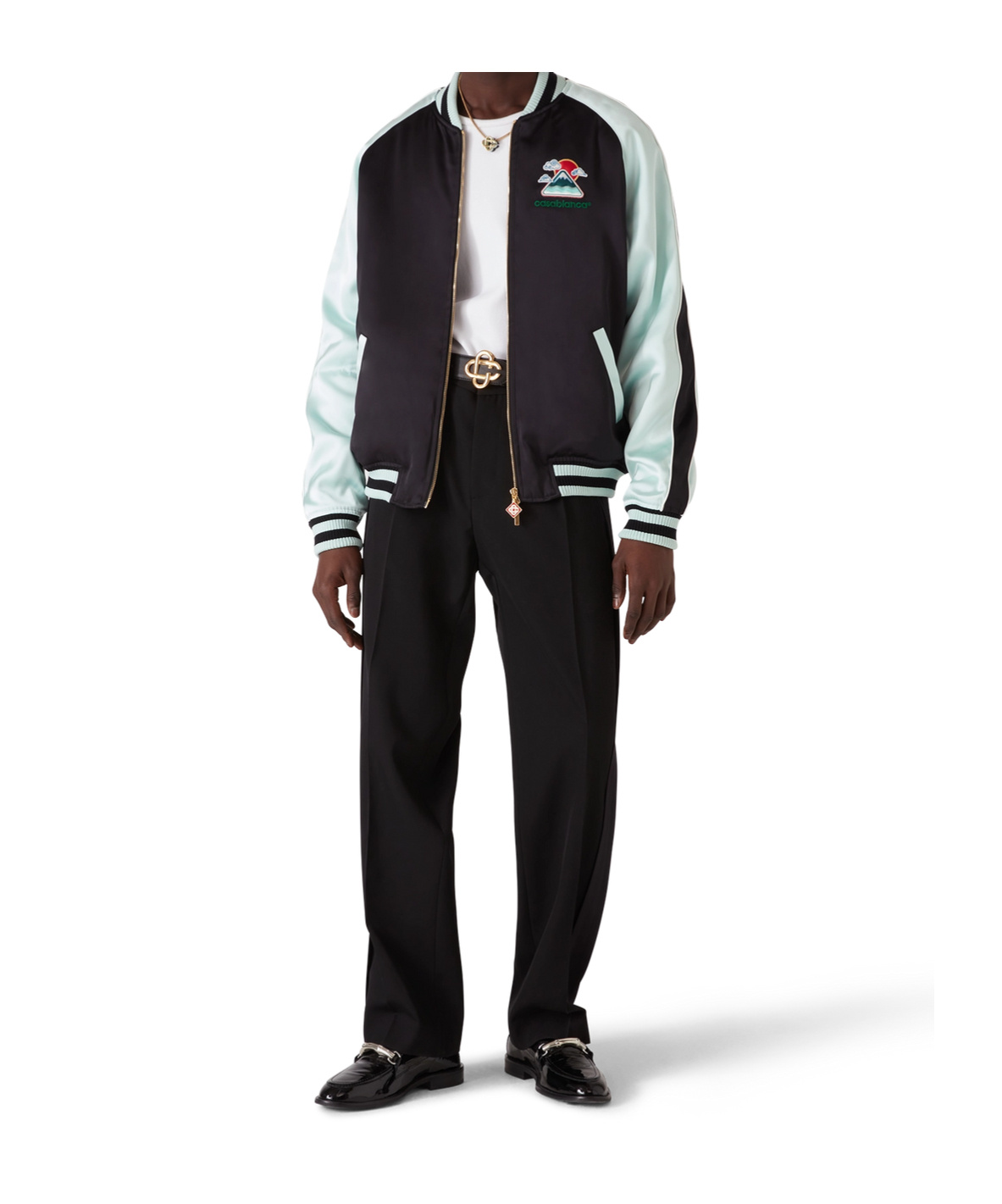Casablanca Quilted Colour-block Satin Track Jacket In Black