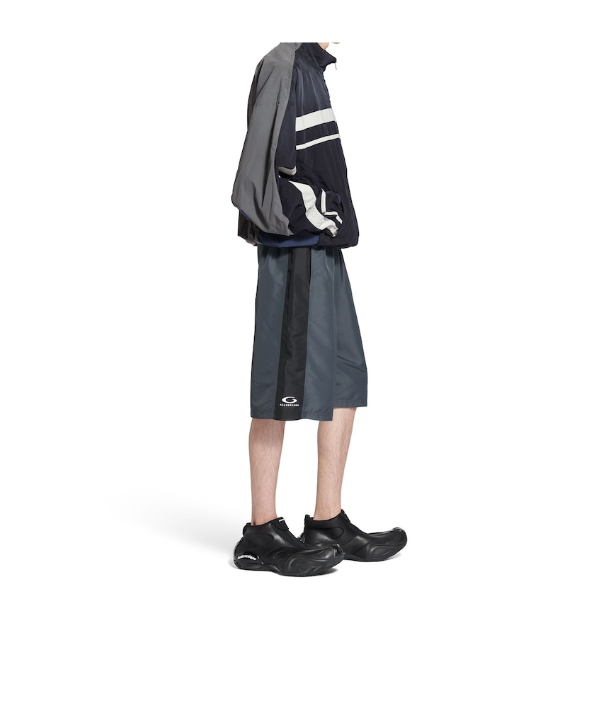Balenciaga Men's Loop Sports Icon Basketball Swim Shorts In Anthracite/black