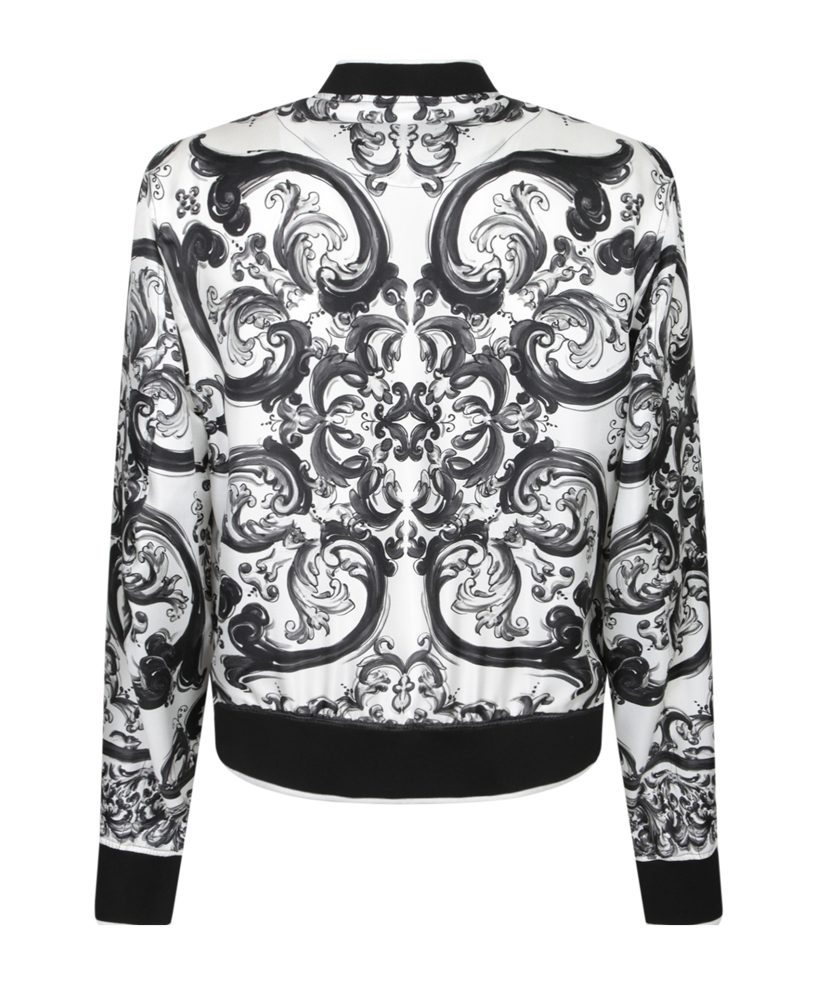 Dolce & Gabbana Maiolica Pattern Bomber Jacket In Black