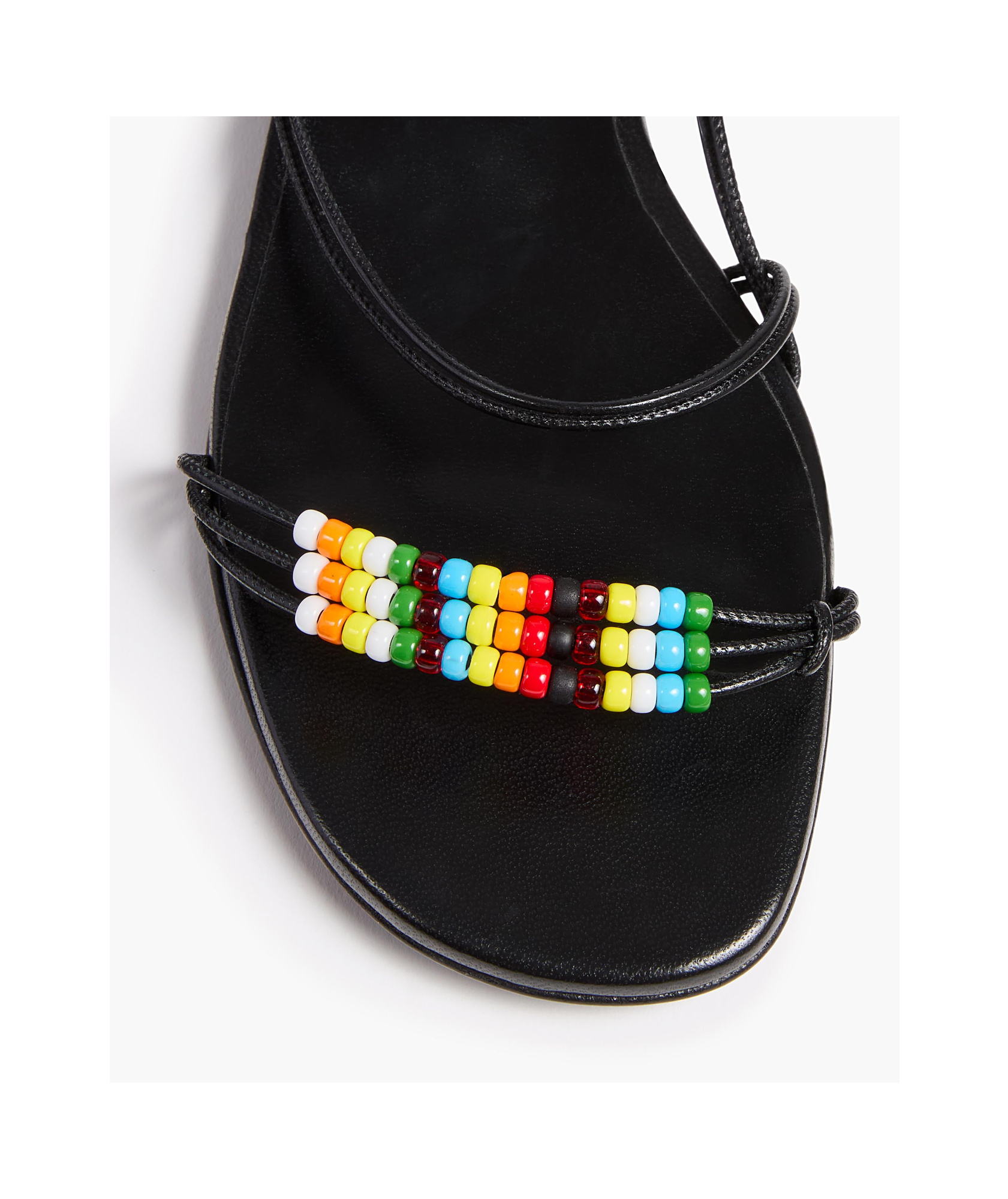 Khaite Loop Flat Sandals With Beads Black In Multi