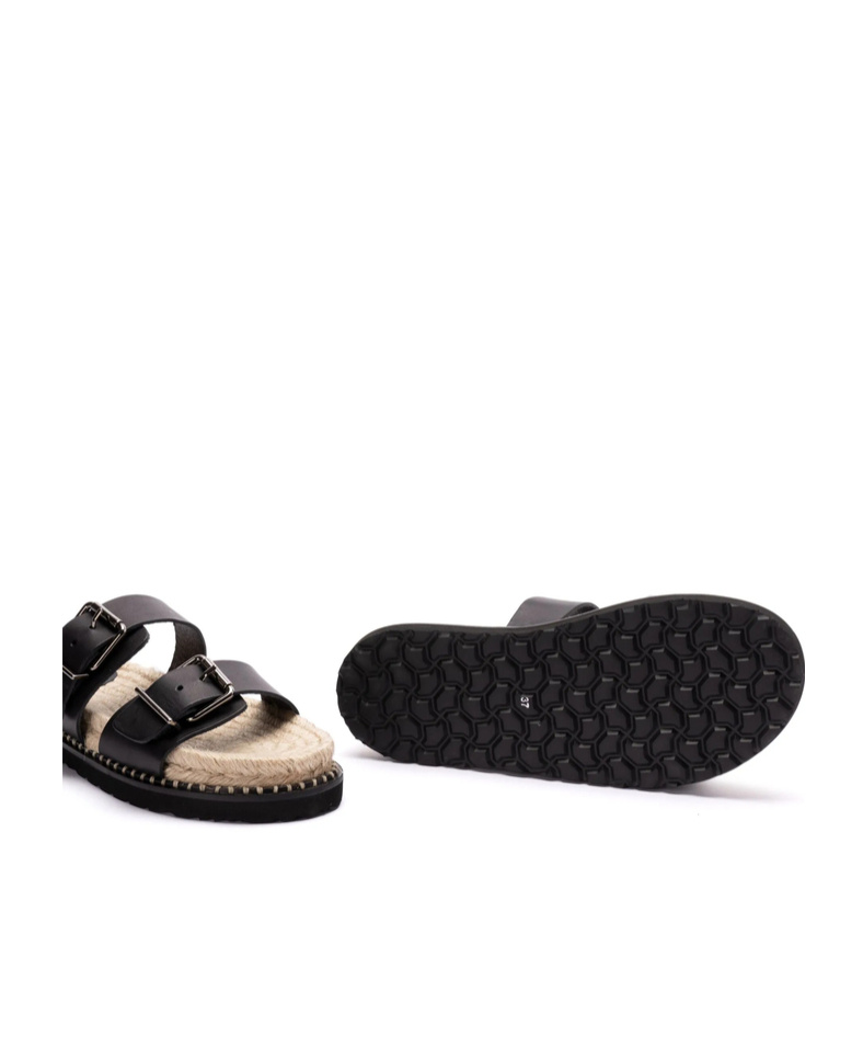Shop Castaã±er Round Head Slippers In Black