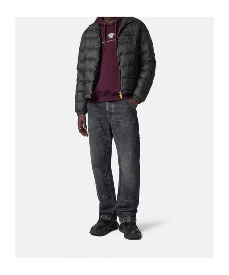 Versace Stone Denim Jeans With Belt Loops In Black