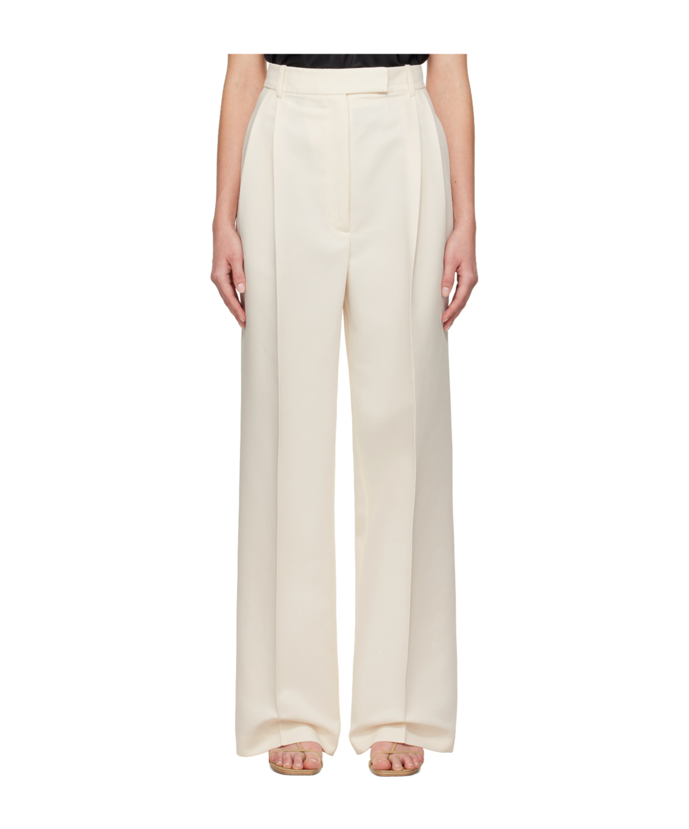 Rohe High-waisted Pleated Casual Pants In White