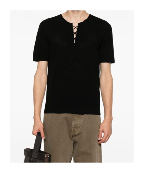 Dries Van Noten Short-sleeved Round-neck Sweater In Black