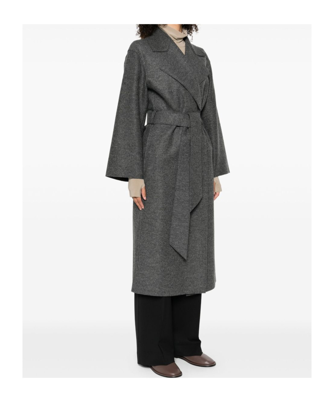 Harris Wharf London Gray Virgin Wool Coat With Belt At The Waist In Gray